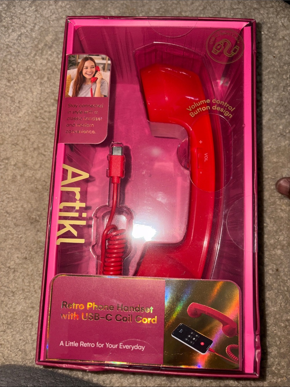 Retro USB-C Phone Handset — Red